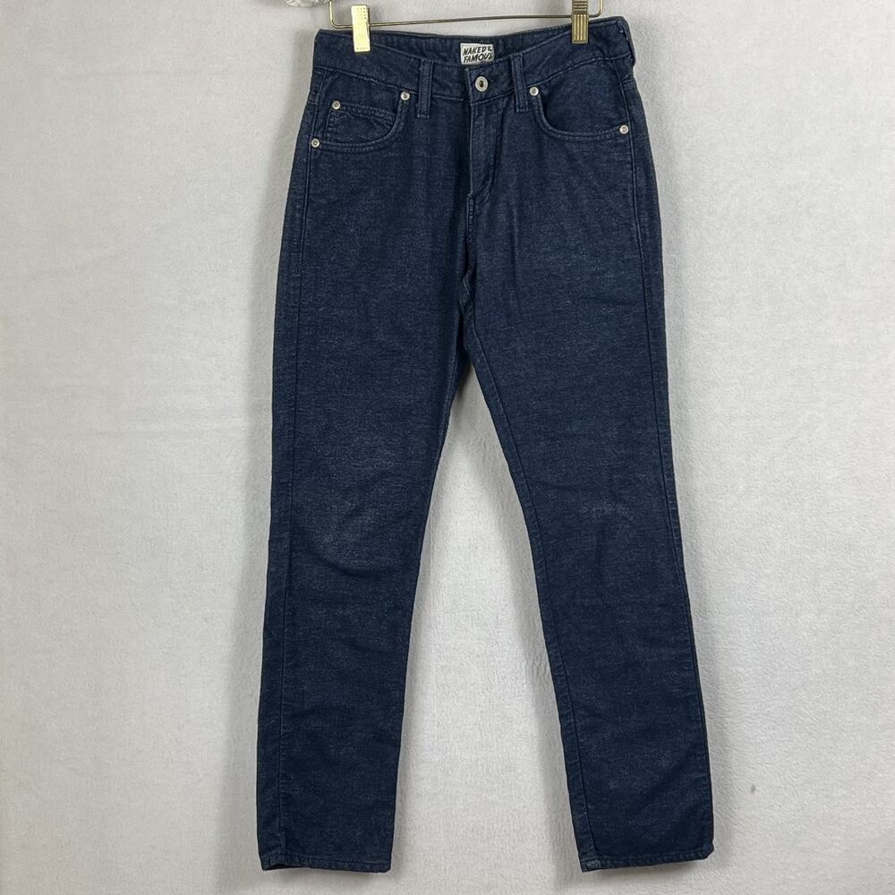 Naked & Famous Blue Flannel Denim Jeans Men's 30 Super Skinny Guy 100% Cotton
